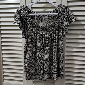 Black and Cream Elle Scoop Neck Top